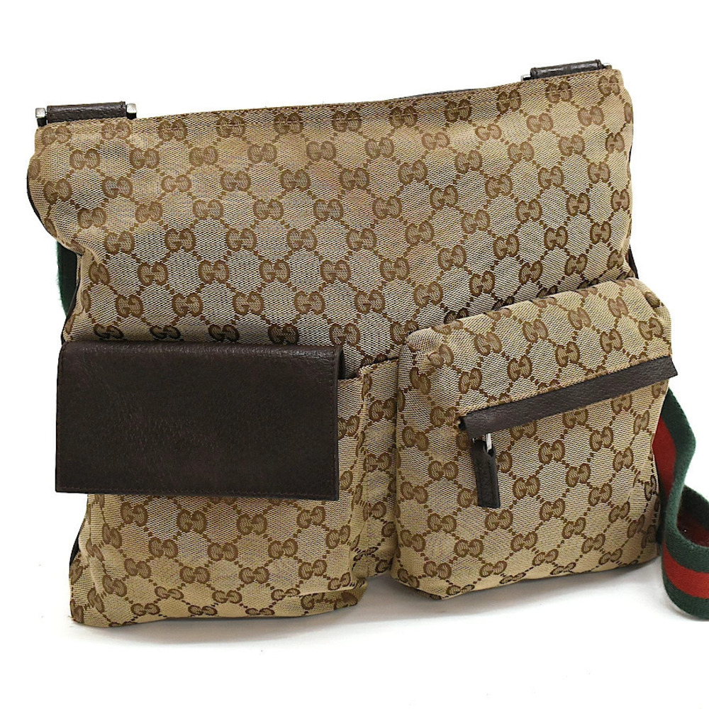 Gucci Crossbody Bag GG Canvas Beige Cream Sherry Web Stripe Strap